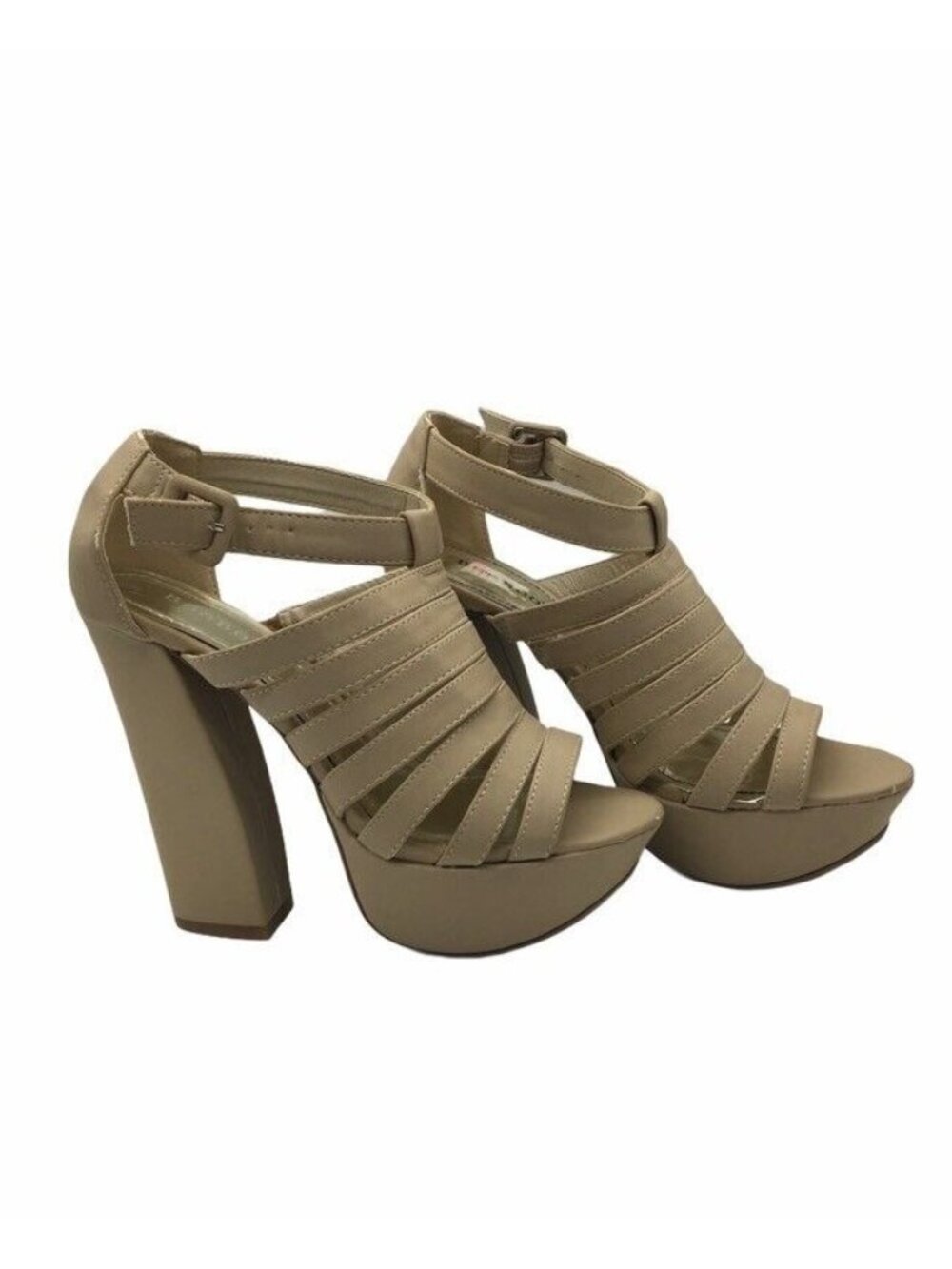Platform Shoes Womens Size 7.5 Strappy Bamboo Nanette Sandals Brown NWOB